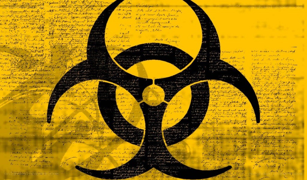 Biohazard symbol on manuscript