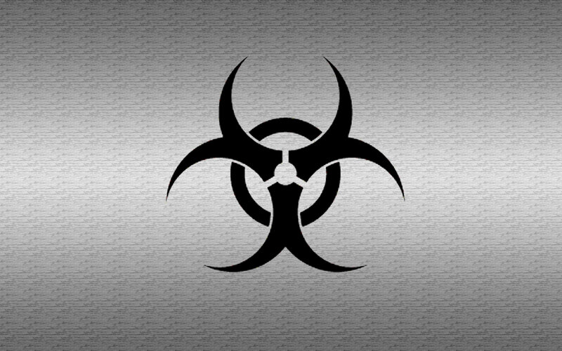 Biohazard symbol on metal