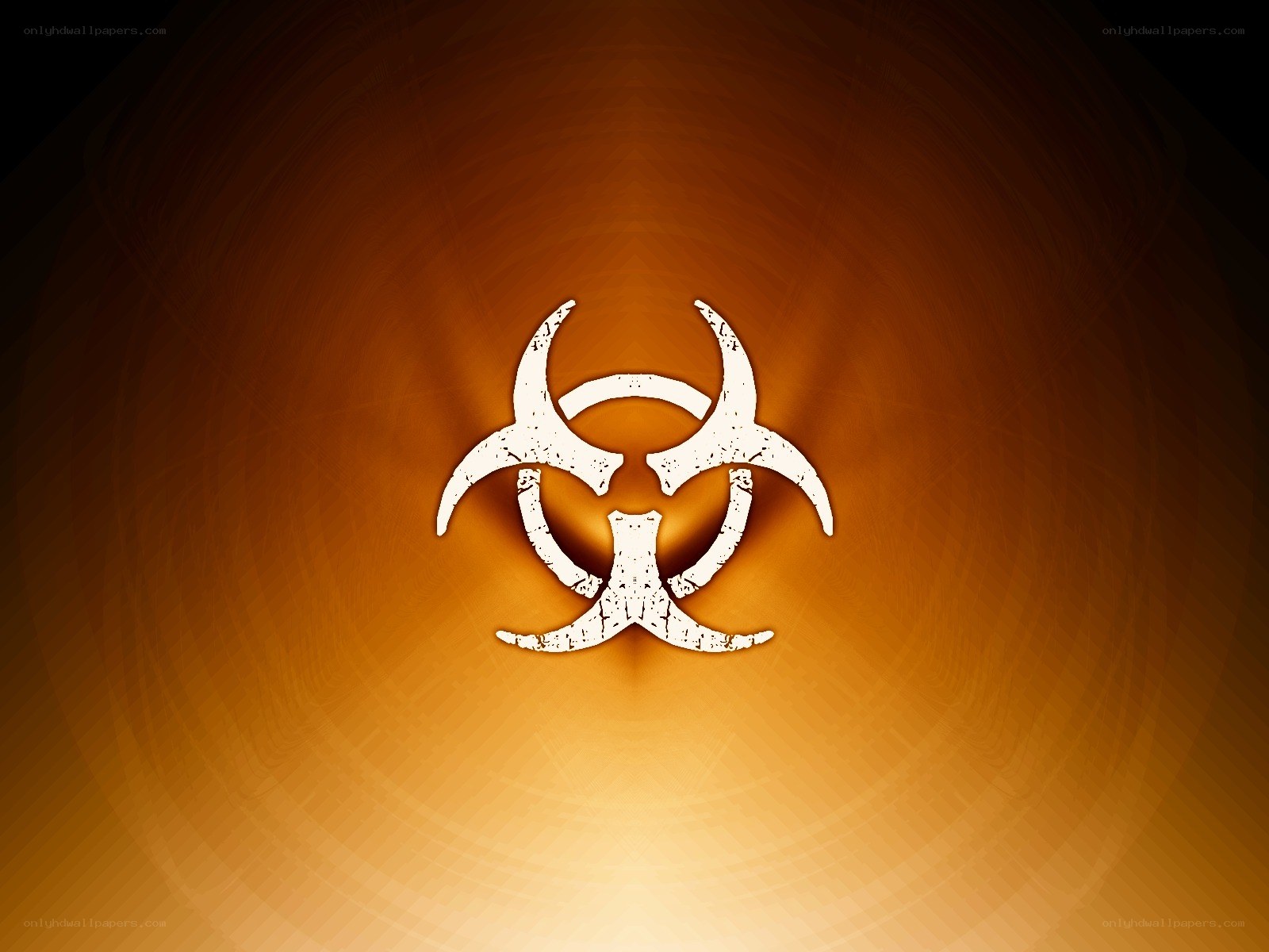 Biohazard symbol on orange background
