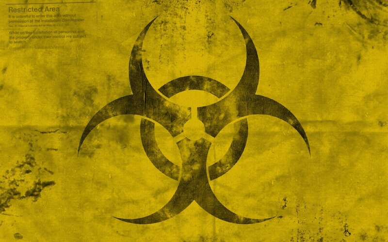 Biohazard Symbol on Wall — Yellow