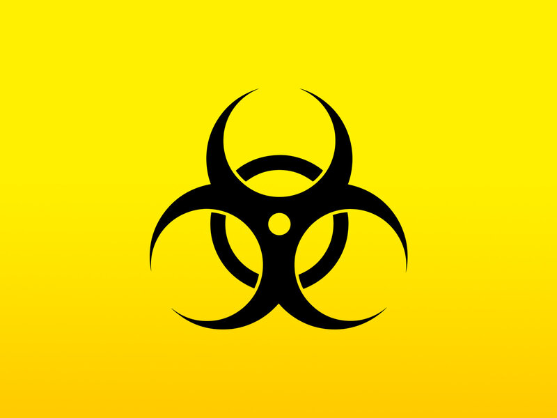 Biohazard symbol on yellow