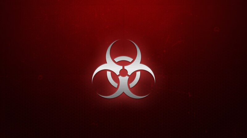 Biohazard Symbol — Red, Dramatic, Digital Art, Red Background