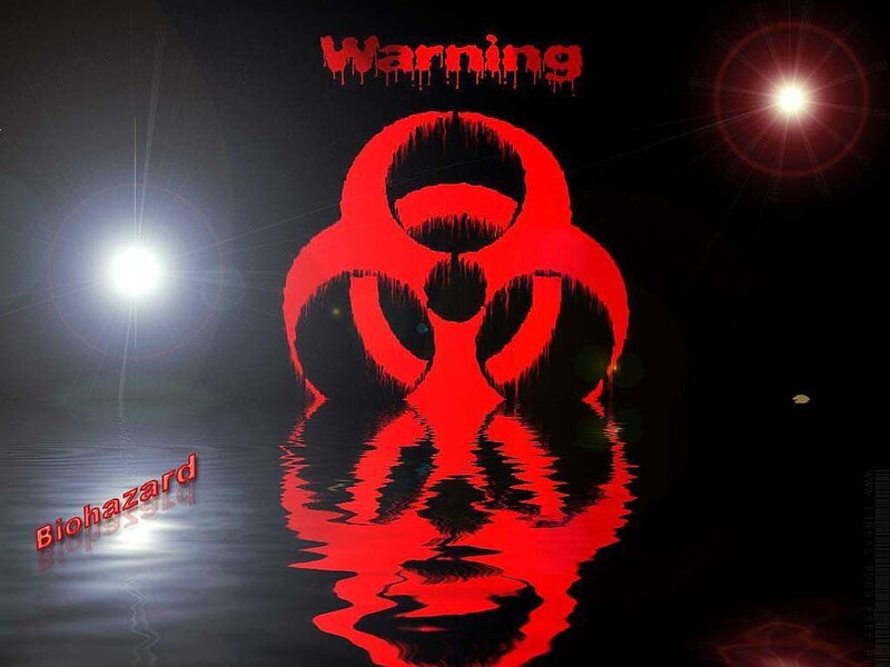 Biohazard Symbol — Red, Dramatic, Night