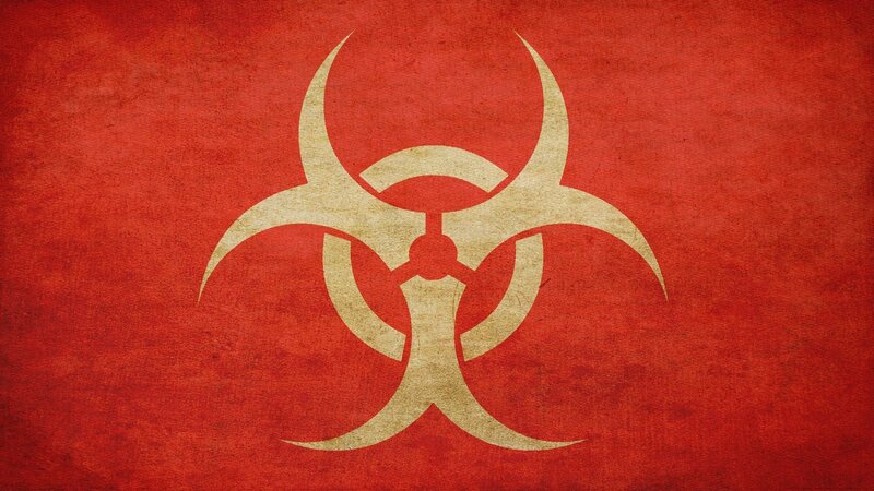 Biohazard Symbol — Red, Warning, Illustration, Red Background