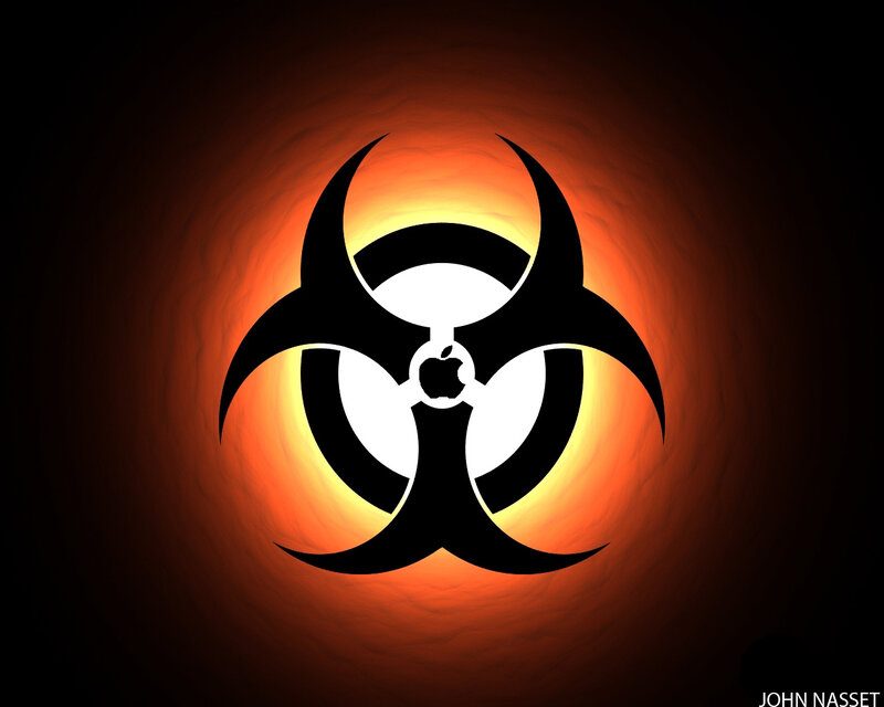 Biohazard symbol with Apple logo