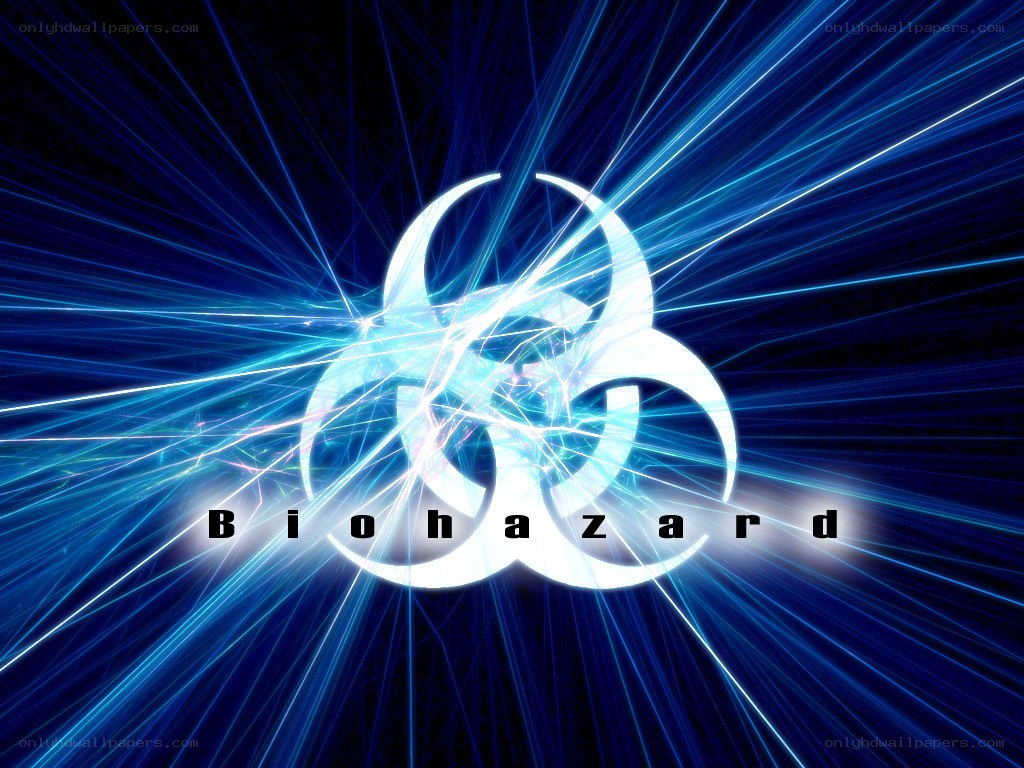 Biohazard symbol with blue energy