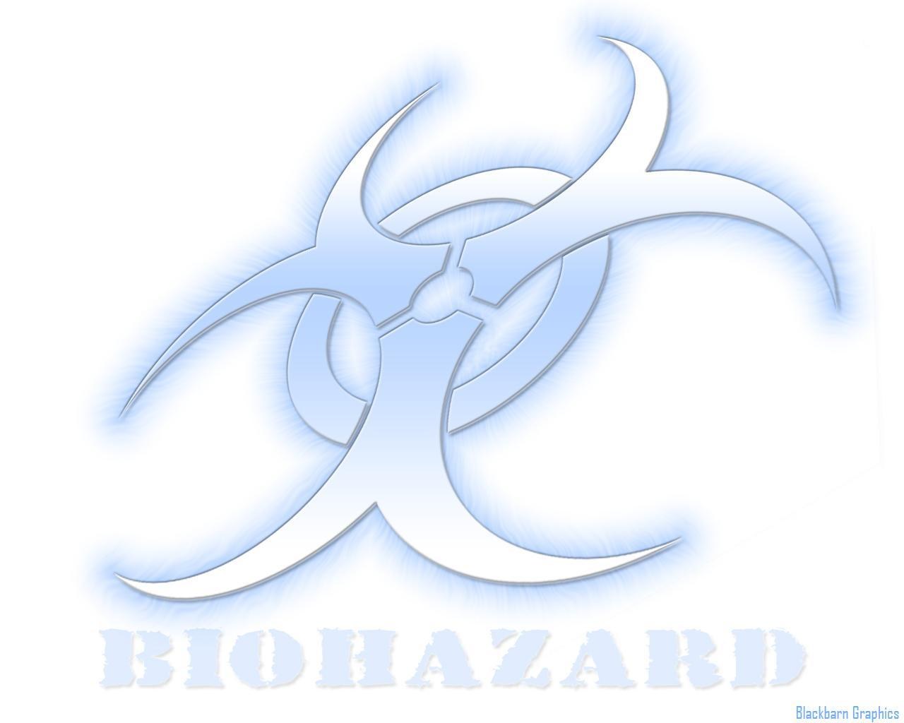 Biohazard symbol with blue glow
