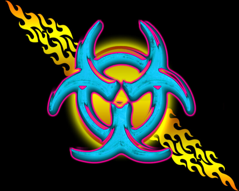 Biohazard Symbol with Flames