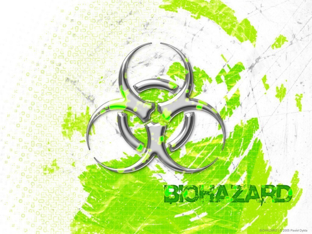 Biohazard symbol with green background
