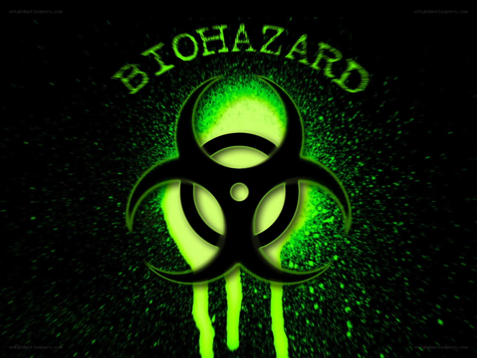 Biohazard symbol with green glow