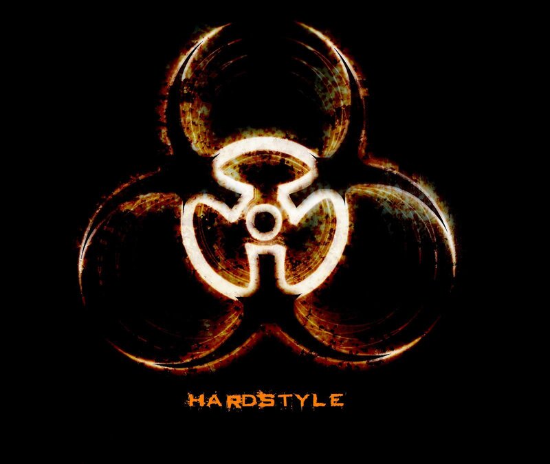 Biohazard symbol with hardstyle text