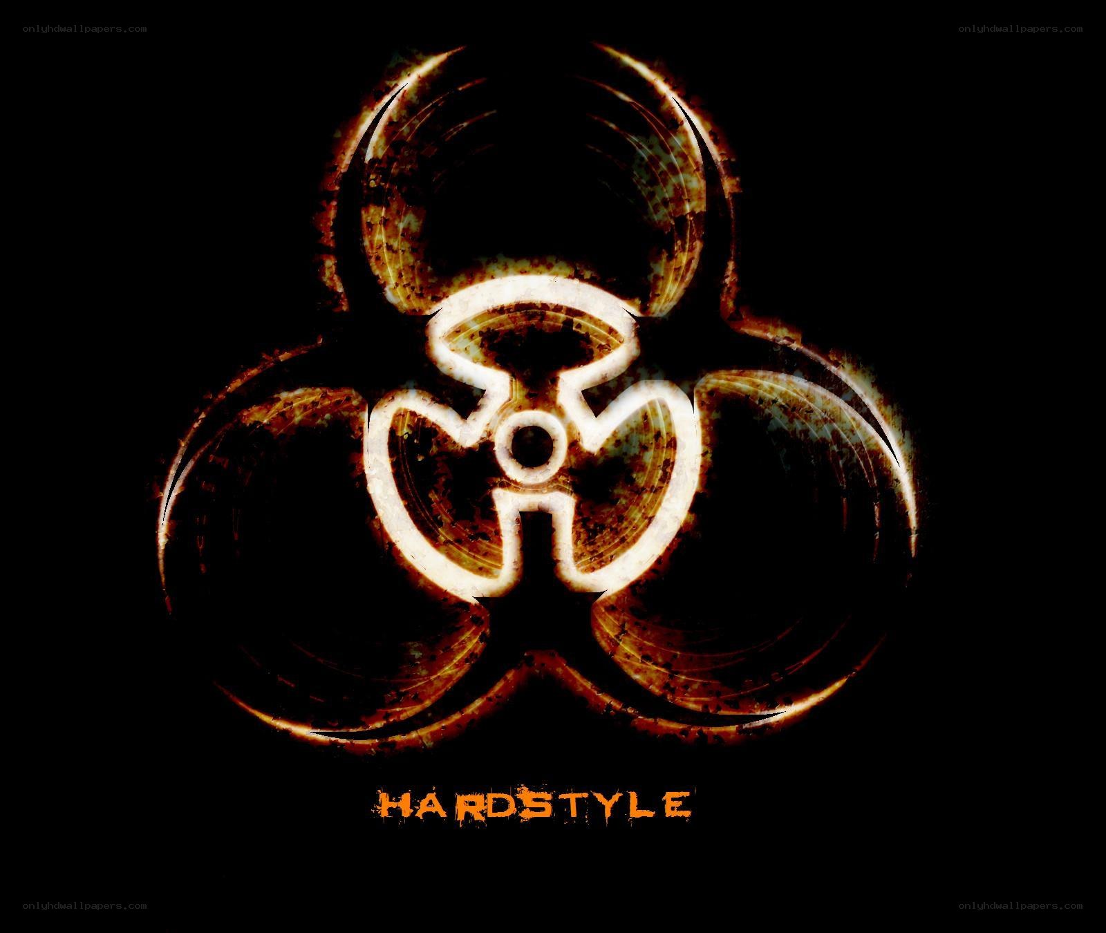 Biohazard symbol with hardstyle text