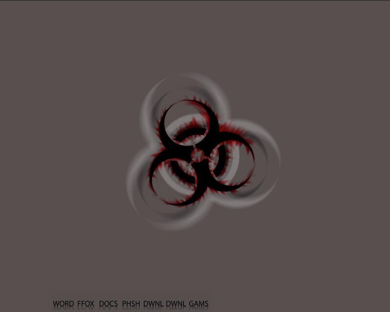 Biohazard symbol with red accents