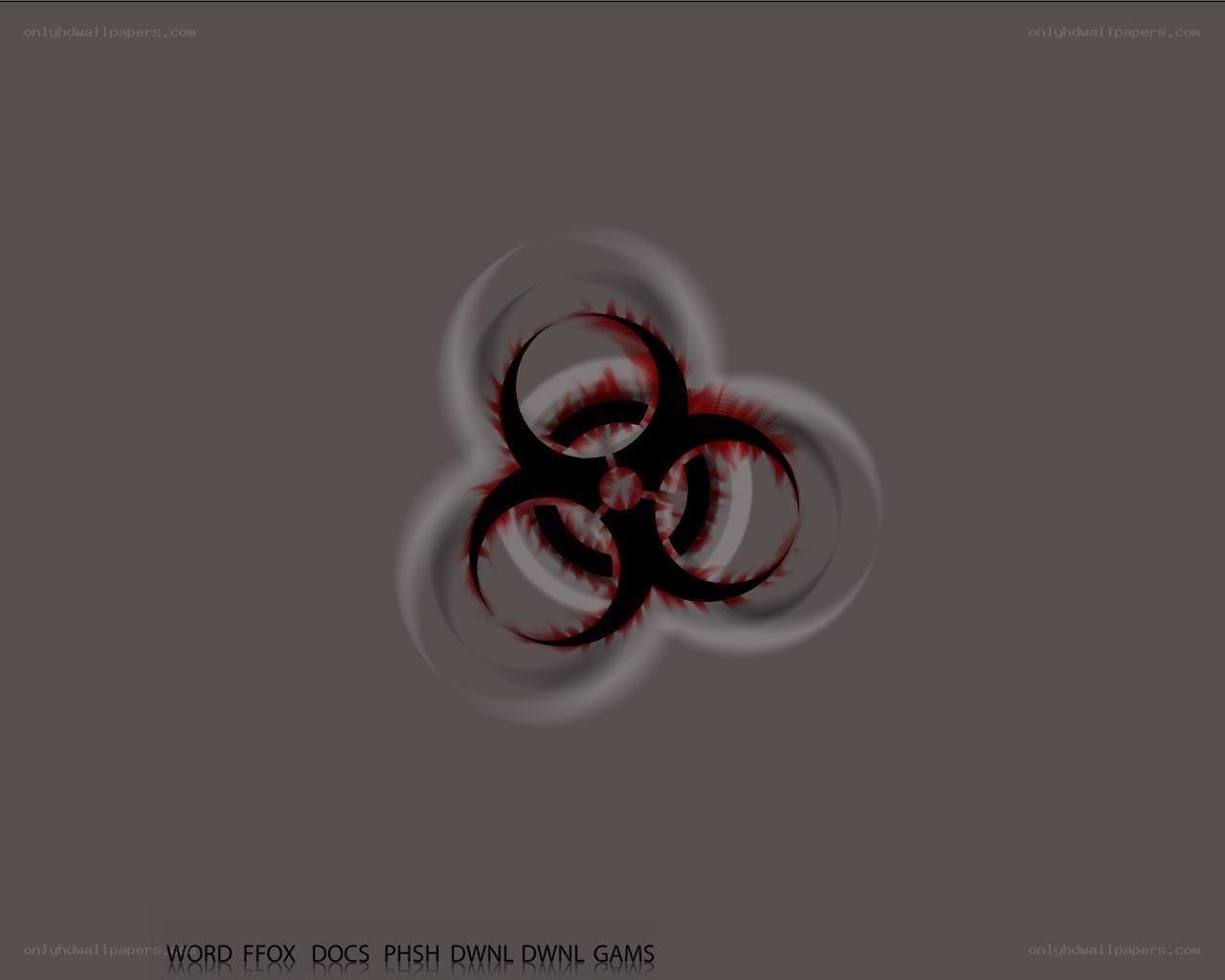 Biohazard symbol with red accents