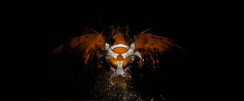 Biohazard symbol with wings