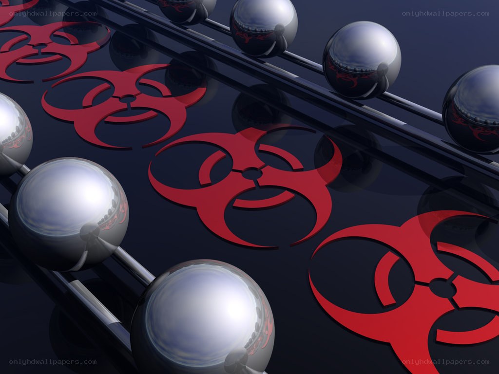 Biohazard symbols and spheres