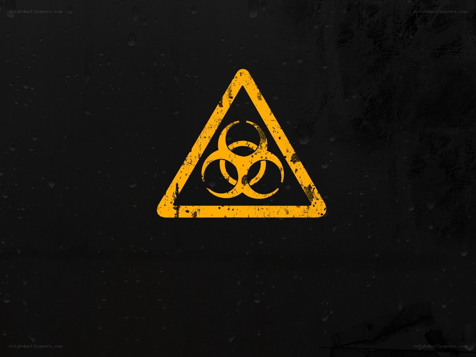 biohazard warning sign on wet surface
