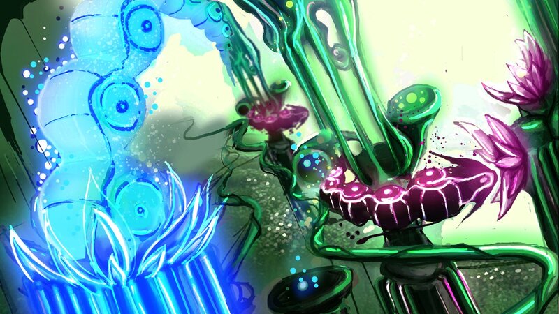 bioluminescent alien flora