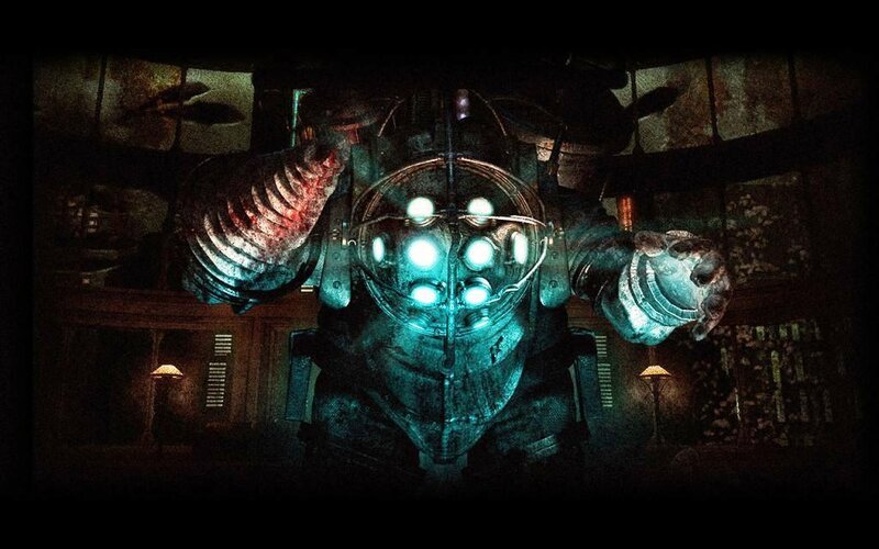 BioShock Big Daddy in a dark room