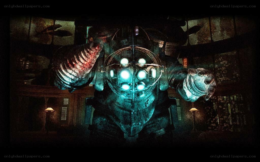 BioShock Big Daddy in a dark room