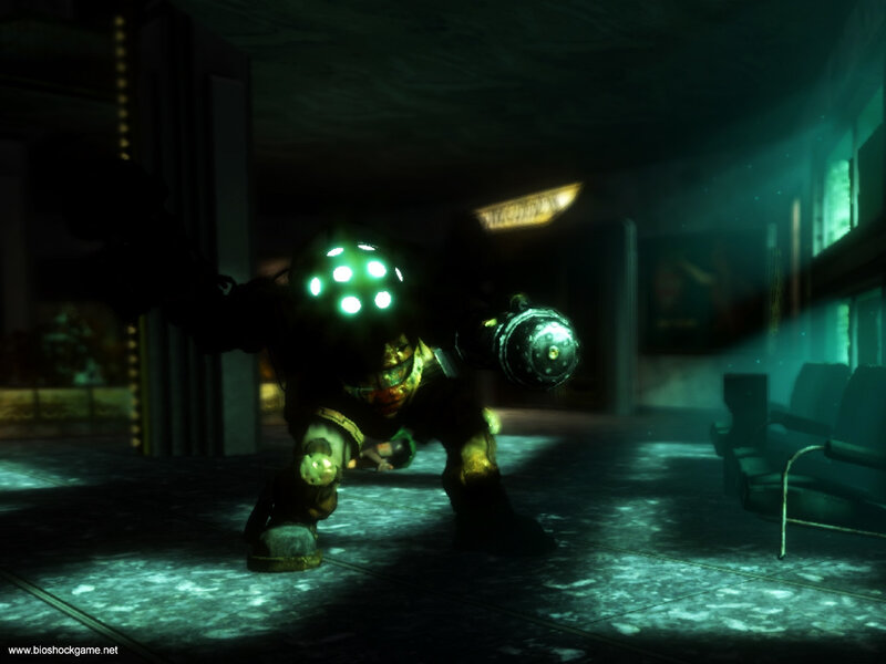 BioShock character in dark corridor