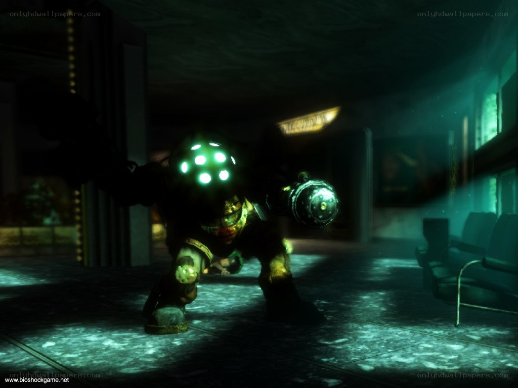 BioShock character in dark corridor