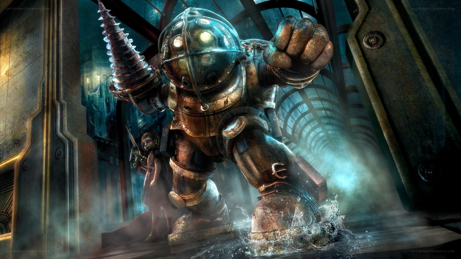 BioShock character in underwater city