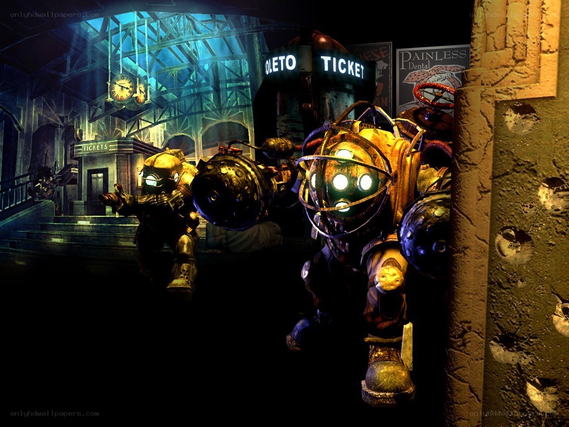 BioShock characters in a subway station