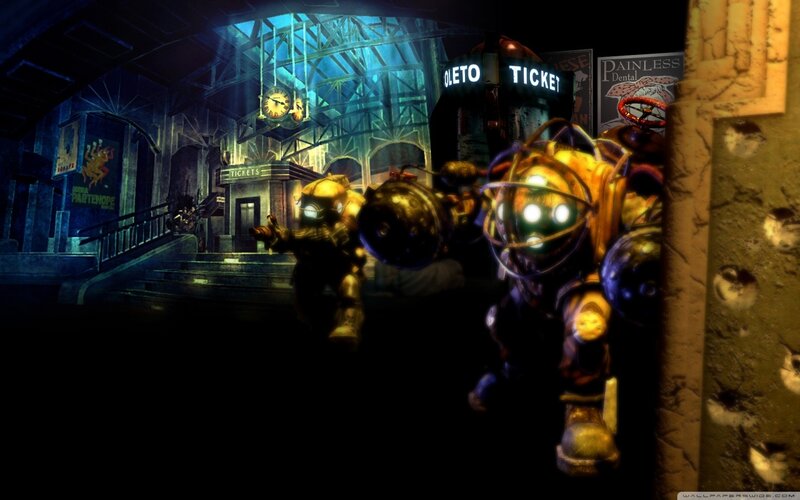 BioShock game scene at station