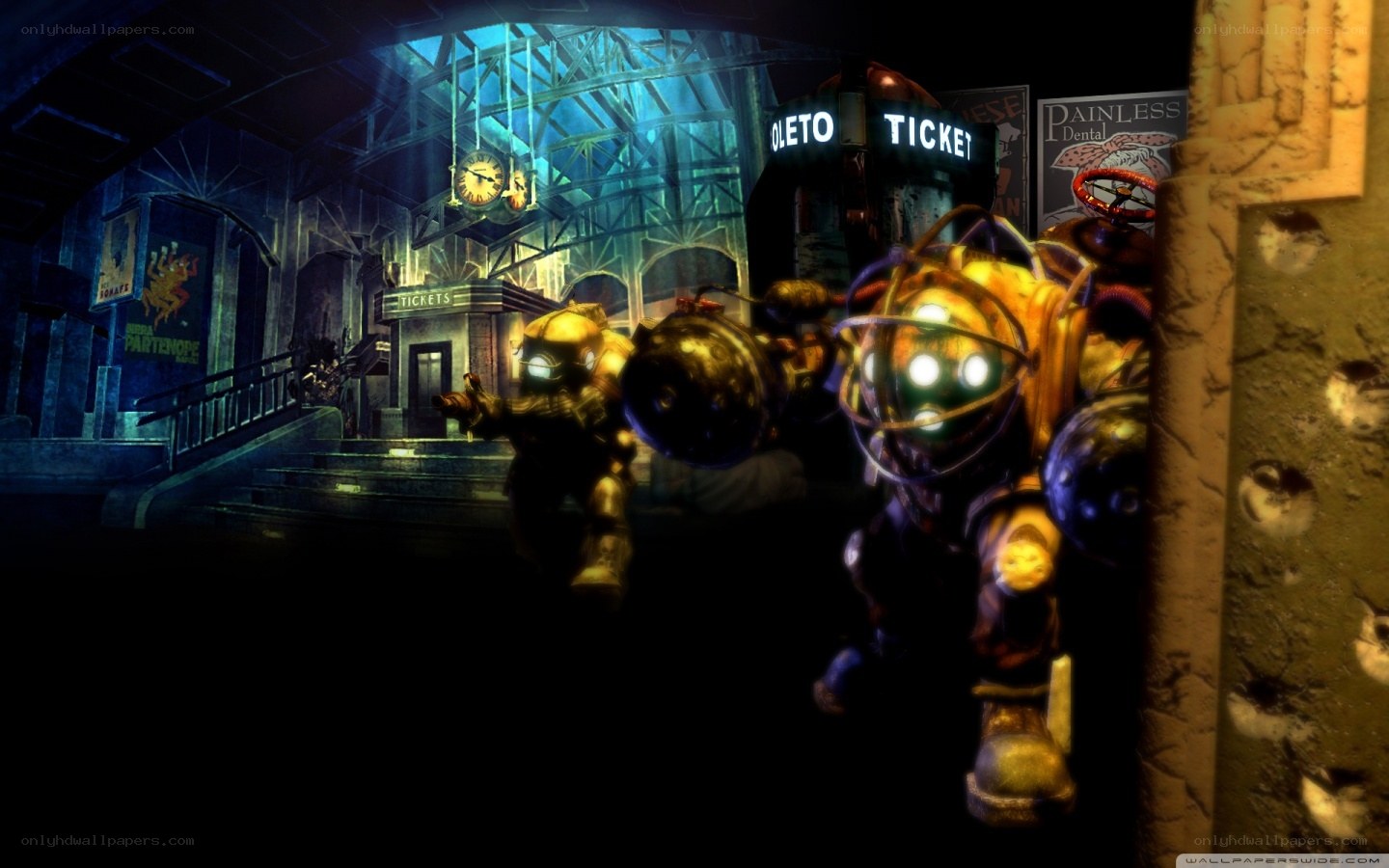 BioShock game scene at station