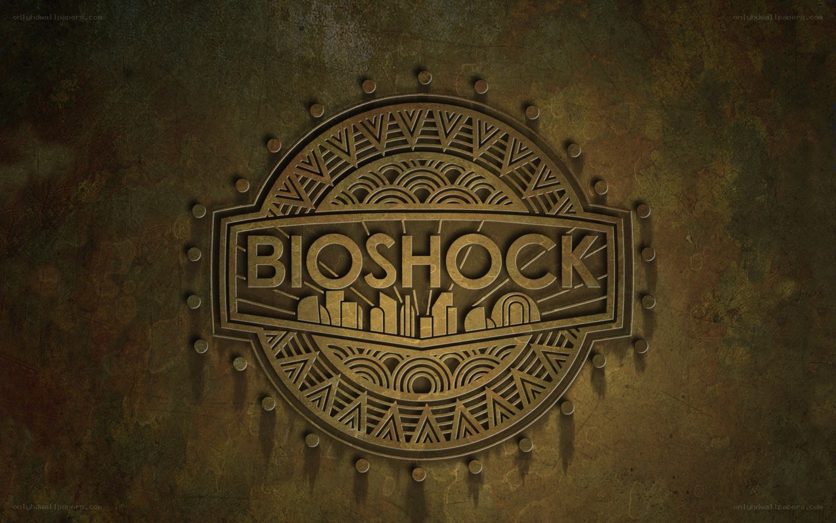 Bioshock logo on metal