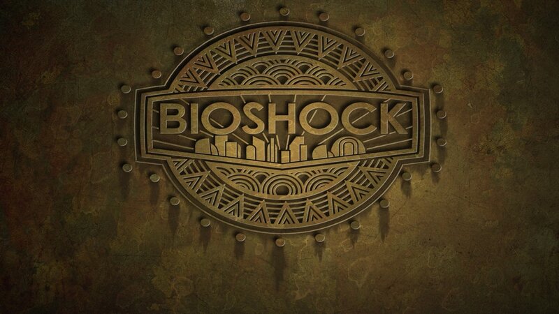 Bioshock logo on metal plate
