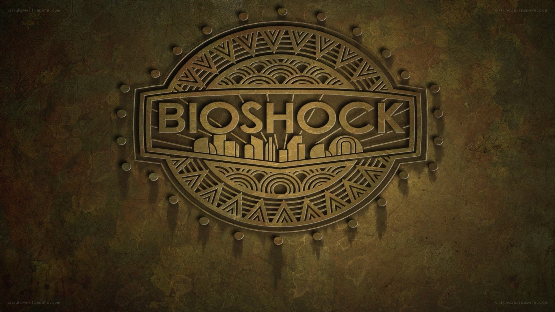 Bioshock logo on metal plate