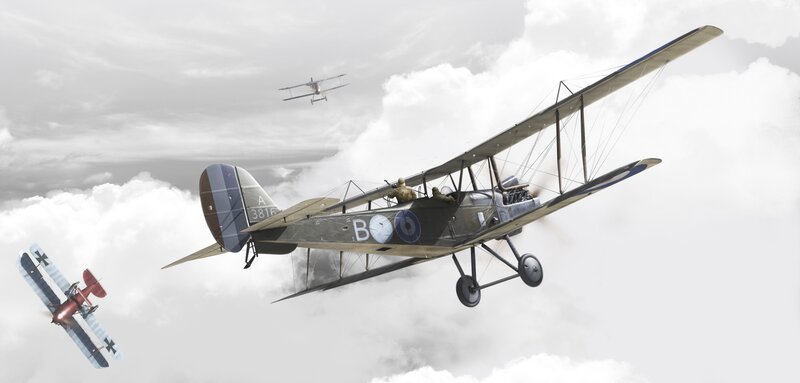 Biplane Dogfight — Gray, Dramatic, Digital Art, Airplanes