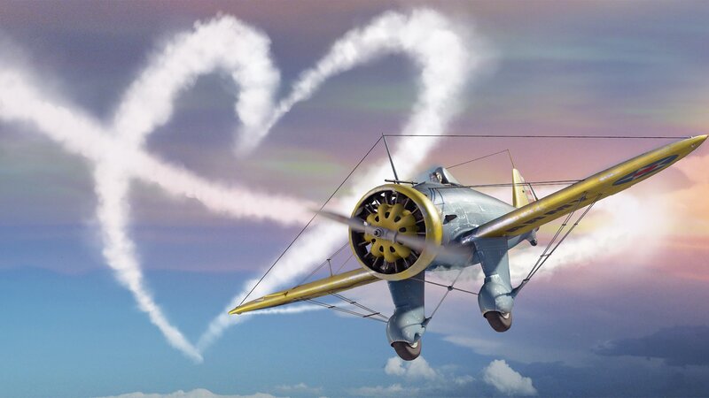 Biplane Drawing Heart