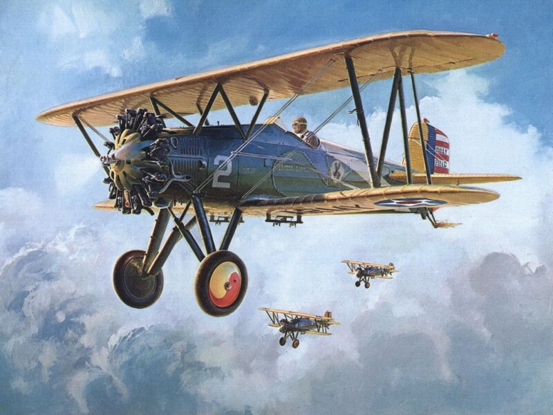 Biplane flight in formation