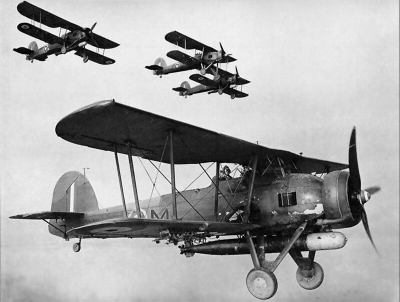 Biplane formation in flight