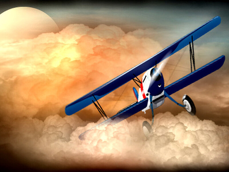 Biplane in Clouds