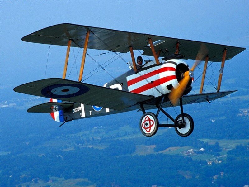 biplane in flight