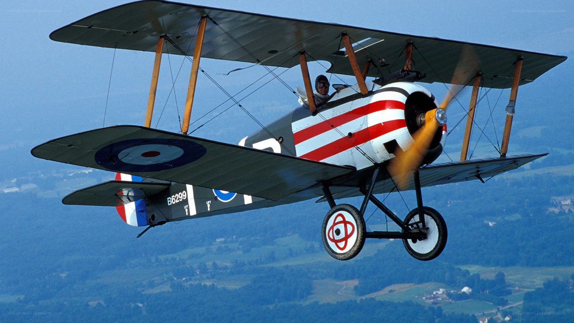 biplane in flight