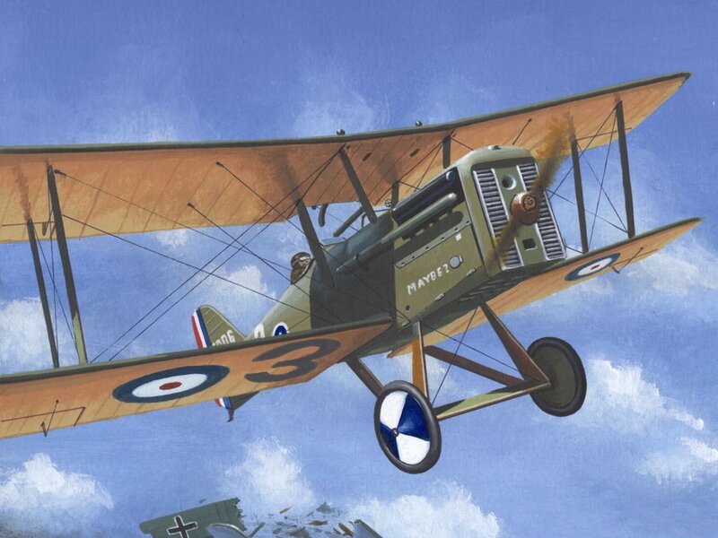 Biplane in flight