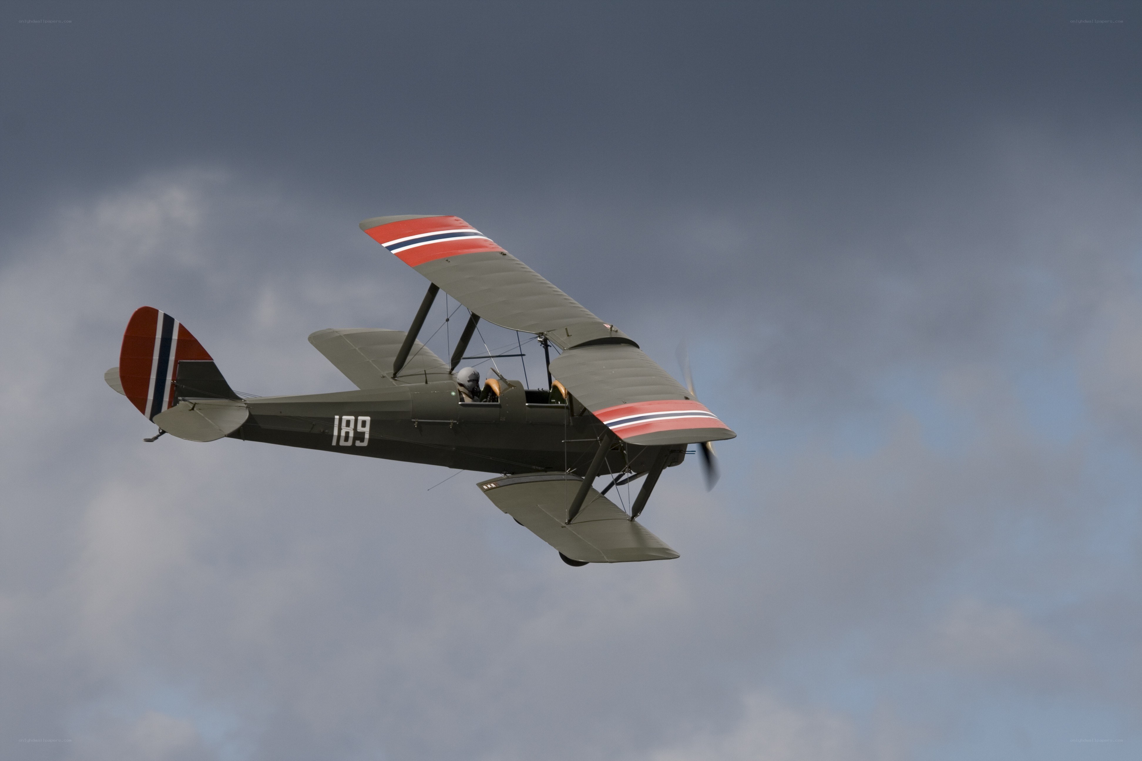 biplane in flight