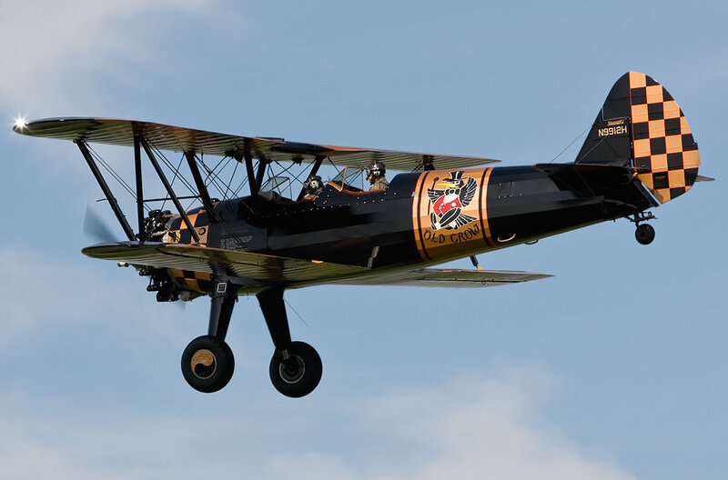 Biplane in Flight — Black, Dynamic