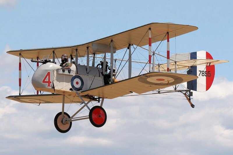 Biplane in Flight — Blue, Clear