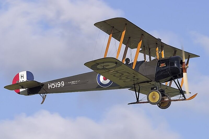 Biplane in Flight — Blue, Dynamic, Afternoon, Photograph, Propeller