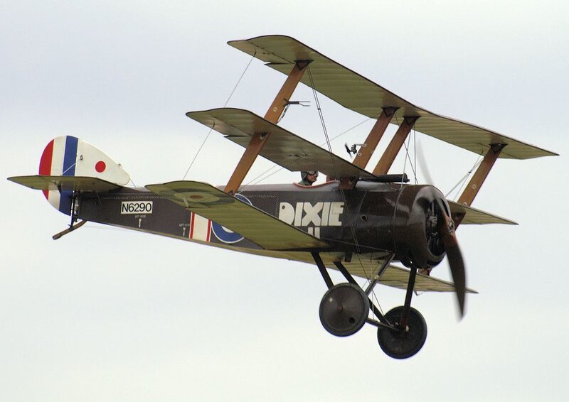 Biplane in Flight — Gray