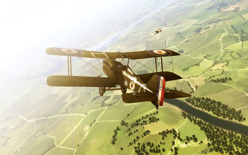 Biplane in Flight — Green, Serene, Afternoon, 3d Render