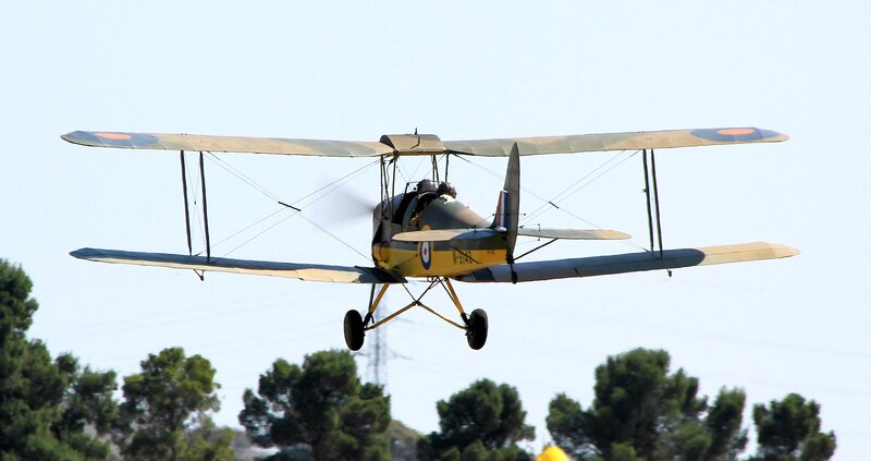 Biplane in Flight — Yellow, Calm