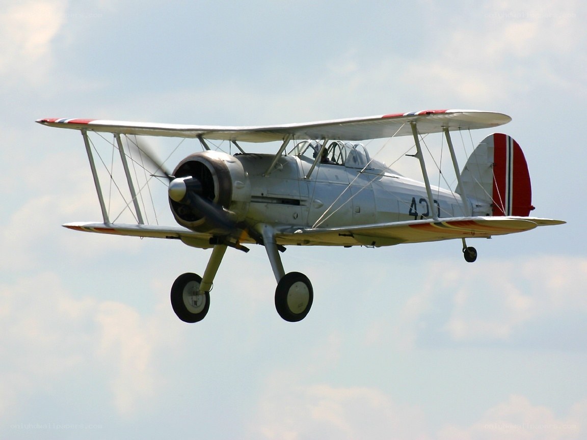 biplane in flight