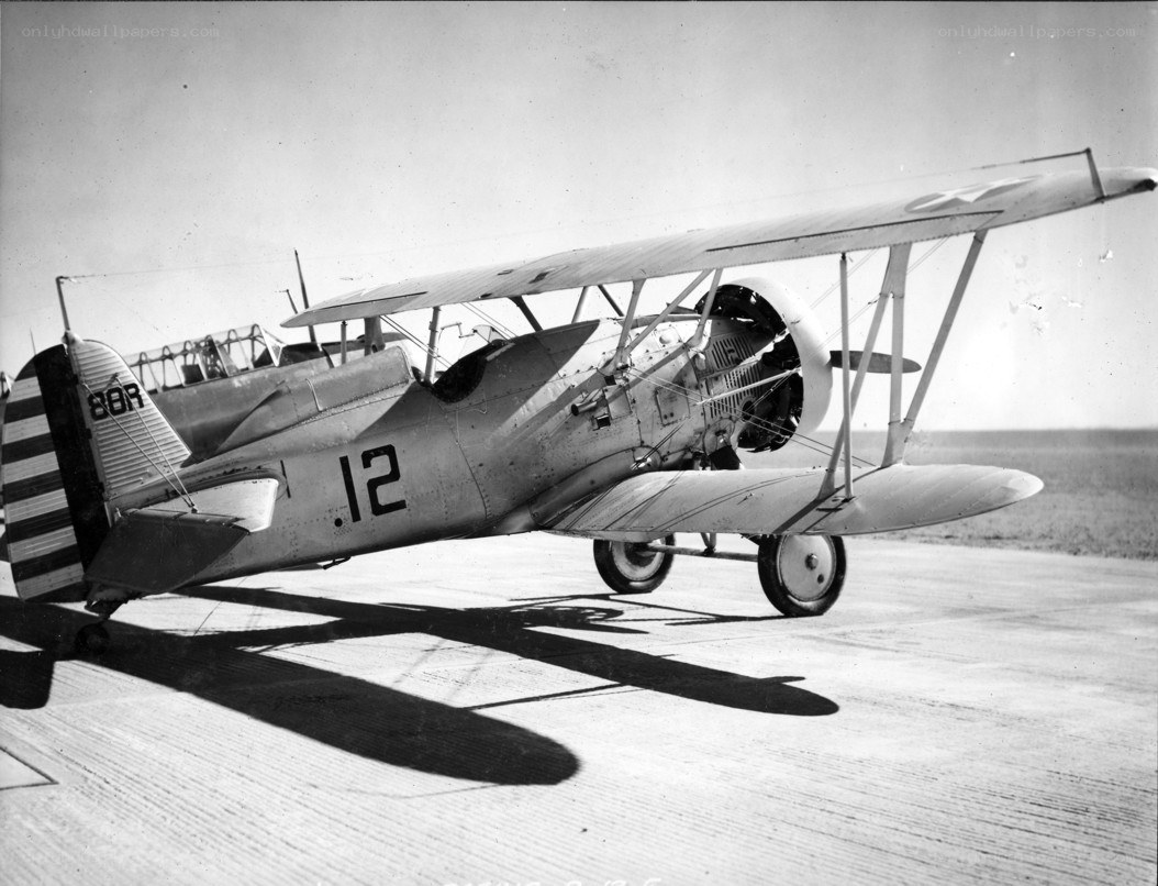 Biplane on a runway